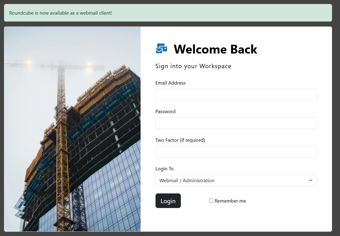 Webmail Login Screen