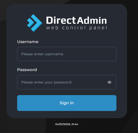 DirectAdmin Login Screen